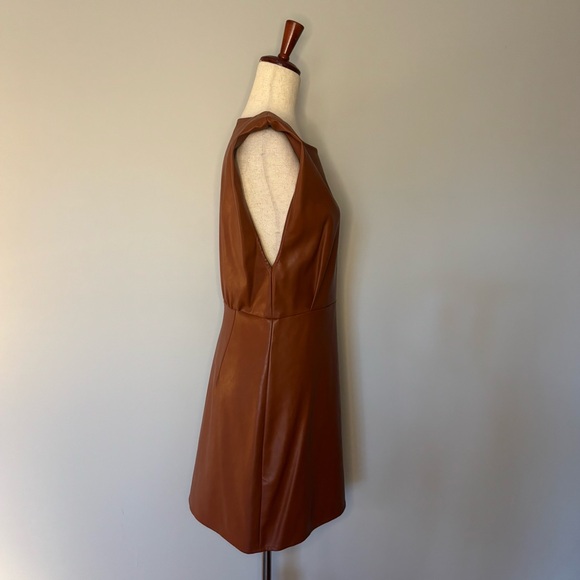 EnSaison Brown Leather Dress size M - Picture 2 of 6